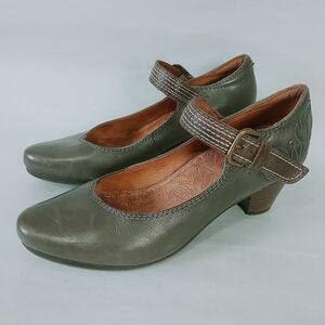 Pikolinos Preppy Quirky Comfort Mary Jane Gandia Pumps 37 EU Olive Green Floral